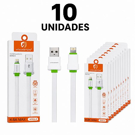 KIT 10 CABO DE CELULAR H'MASTON 4.8A IPHONE 1M