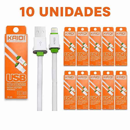 KIT 10 CABO DE CELULAR KAIDI IPHONE 1M KD-306