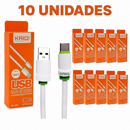 KIT 10 CABO DE CELULAR KAIDI TIPO C 1M TC30