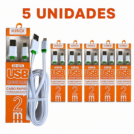 KIT 5 CABO DE CELULAR KAIDI TIPO C 2.4A 2M KD-327C