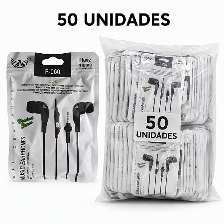 KIT 50 FONE DE OUVIDO ALTOMEX COM MICROFONE F-60