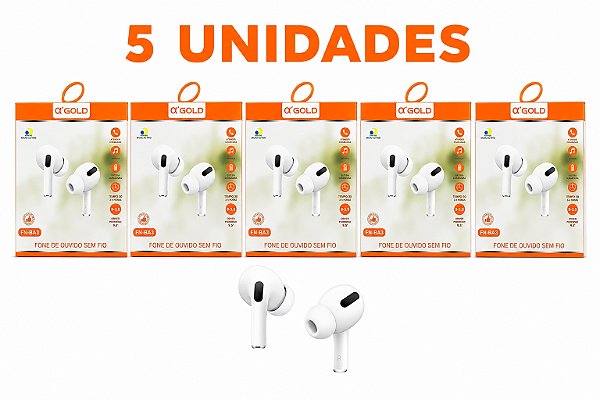 KIT 5 FONE DE OUVIDO BLUETOOTH A'GOLD FN-BA3