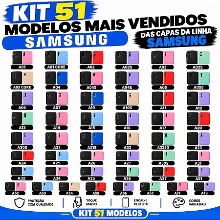 KIT 51 MODELOS CASE AVELUDADA SAMSUNG MAIS VENDIDAS