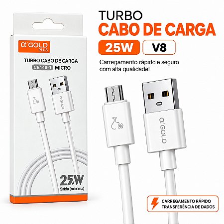 CABO DE CELULAR A'GOLD 25W V8 1M CB148-1