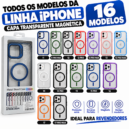KIT 32 PEÇAS CAPAS TRANSPARENTES MAGNÉTICAS PARA IPHONE 16 MODELO MAIS VENDIDOS