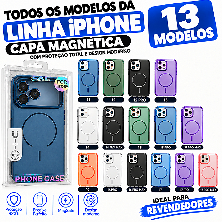 KIT 26 UNIDADES CAPA MAGNÉTICAS COLORIDA PARA IPHONE 13 MODELOS MAIS VENDIDAS