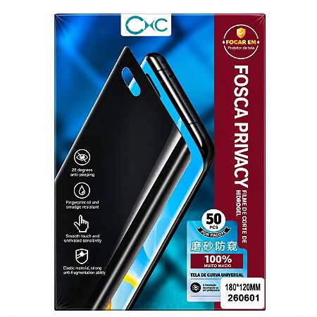 PACOTE COM 50 PELÍCULAS DE HIDROGEL FOSCA PRIVACY PARA MÁQUINA DE CORTE