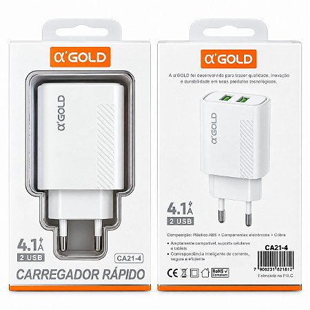 FONTE A'GOLD 4.1A 2 USB CA21-4