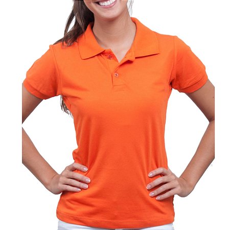 camisa polo feminina Malha Piquet Uniforme Laranja Lisa para Bordado -  Vesttuario Roupas e Acessórios