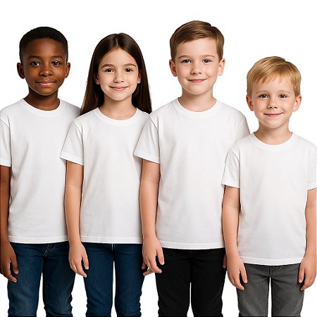 Camisetas Infantis de Poliéster para Sublimação Fio 30/1 - LISAS, GOLA REDONDA