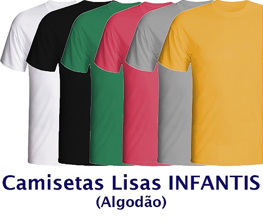 Camisetas Infantis de Algodão Fio 30/1 - LISAS, GOLA REDONDA
