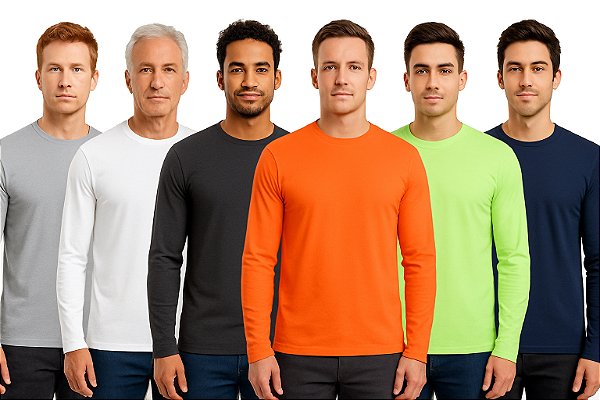 Camiseta Manga Longa (Malha Fria Para Sublimação) Filtro UV Com Elastano  (FPU50+)