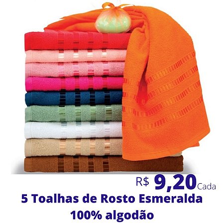 5 Toalhas de Rosto Esmeralda (Desenhos e Cores Soritdas) R$ 9,20 Cada