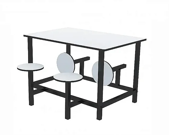 Mesa Refeitório Escamoteável com Bancos – Estrutura Metálica