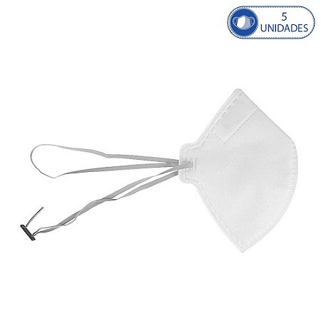 5 Máscaras Descartáveis M.F.Q PFF2 Proteção Pessoal Branca