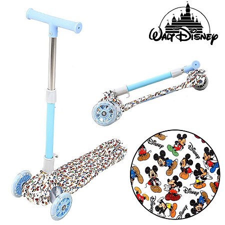 Patinete Mickey Disney Infantil de 3 Rodas com Led nas Rodas