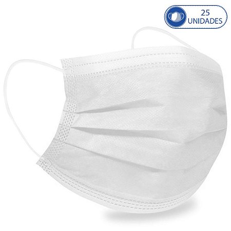 25 Máscaras Cirúrgicas Infantis Branca Descartável Tripla Ca