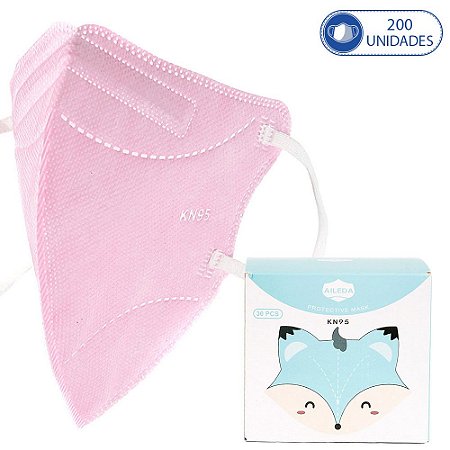 200 Máscaras Descartáveis Infantil Meninas KN95 Aileda Rosa