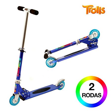 Patinete Trolls O Filme de 2 Rodas Infantil Azul de Alumínio
