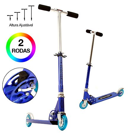 Patinete Duas Rodas Infantil DM Radical Azul Dobrável