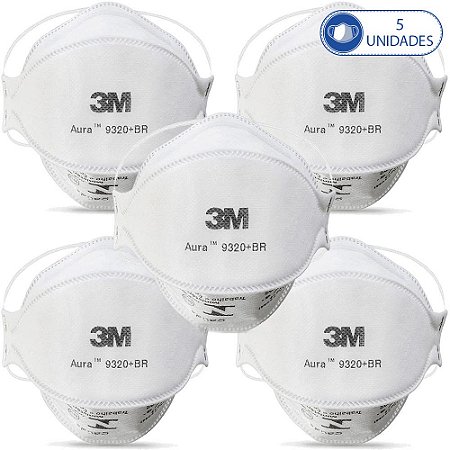 Kit 05 Respiradores Descartáveis 3M Aura 9320+BR PFF-2(S)