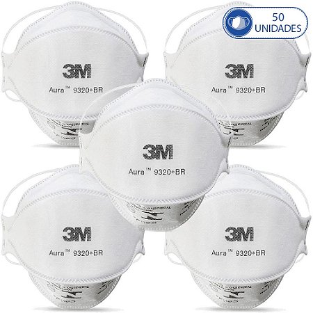 Kit 50 Respiradores Descartáveis 3M Aura 9320+BR PFF-2(S)