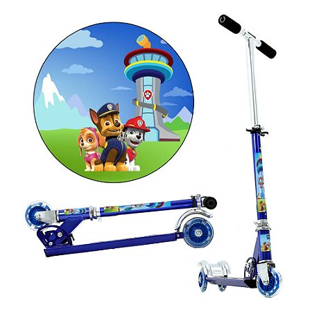 Patinete Patrulha Canina 3 Rodas Infantil Azul de Alumínio