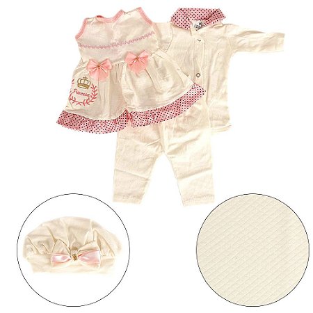 Saída De Maternidade Menina C/ Acessórios Princesa Poa Rosa