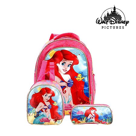 Kit Mochila Infantil Escolar Pequena Sereia Ariel De Costas