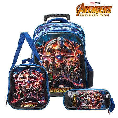 Kit Mochila Infantil Vingadores Guerra Infinita Com Rodinha