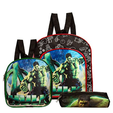 Kit Mochila Escolar Incrível Hulk Infantil Meninos Costa