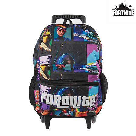 Kit Mochila Escolar Bolsa Jogo Fortnite Gamer Rodinha
