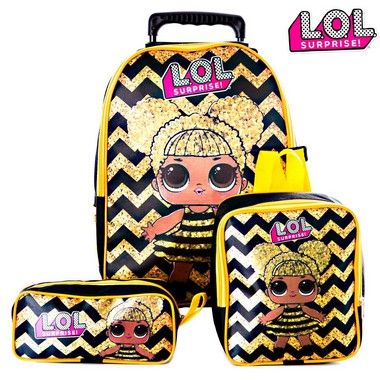 Kit Mochila Escolar Lol Surprise Rodinha Lancheira+Estojo