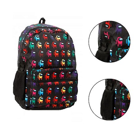 Mochila Escolar Infantil Among Us Game Colorida Costas