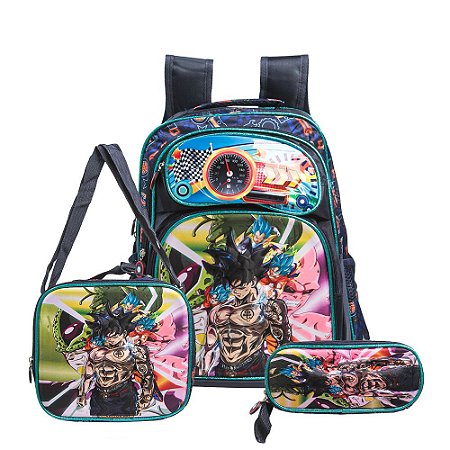 Mochila Escolar Infantil Dragon Ball Costas Lancheira+Estojo