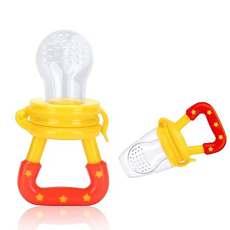 Chupeta Alimentadora Amarelo Mordedor de Frutas e Papinha