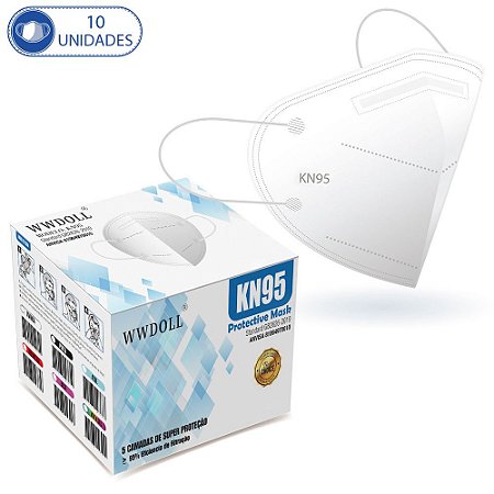 10 Máscaras KN95 Descartáveis Branca WWDoll com Filtro Clipe