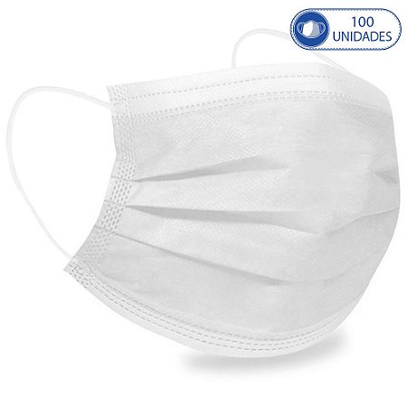 100 Máscaras Cirúrgicas Infantis Branca Descartável Tripla C