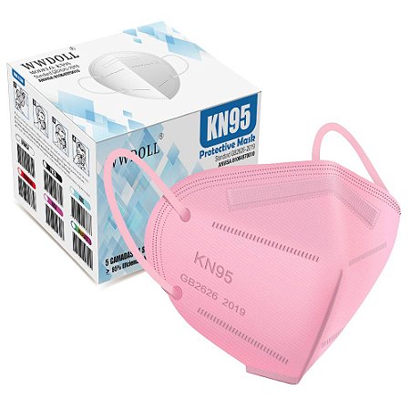 01 Máscara KN95 Descartável Rosa WWDoll com Filtro e Clipe p