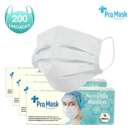 Kit Mascara Descartavel Branca Pro Mask 200Unidades Promoção