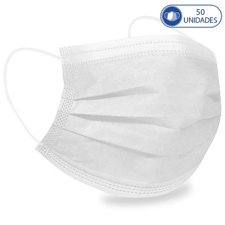 50 Máscaras Cirúrgicas Infantis Branca Descartável Tripla Ca