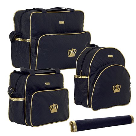 Conjunto Bolsa de Bebê Plike Baby Azul Marinho Porta Enxoval