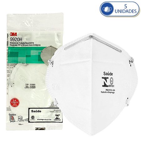 Kit 5 Máscaras 3M 9920H Descartáveis para Proteção