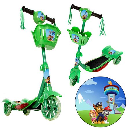 Patinete Para Crianças Patrulha Canina Scooter 3 Rodas