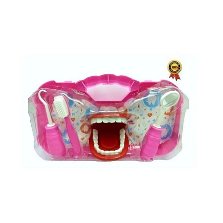 Brinquedo Maleta Kit Dentista 5 Peças - Rosa