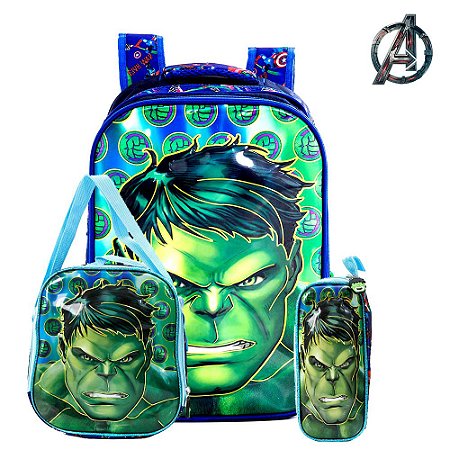 Mochila Infantil Escolar de Costas 3D Hulk