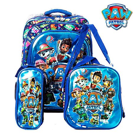 Kit Mochila 3d Escolar Infantil Patrulha Canina De Costas