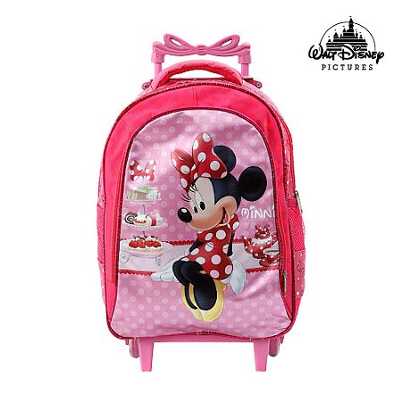 Mochila Escolar Infantil Minnie Disney Com Rodinhas