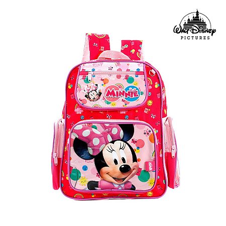 Kit Mochila Escolar Infantil Minnie Mouse Disney De Costas