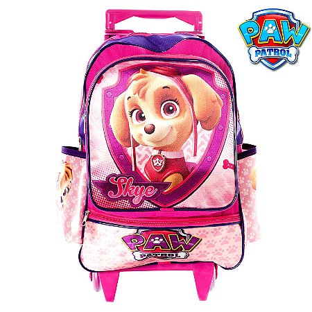 Mochila Escolar Patrulha Canina Skye Infantil Com Rodinhas